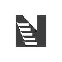 Initial Letter N Stair Logo. Step Logo Symbol Alphabet Based Vector Template