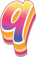 Colorful 3d illustration of small letter q vector