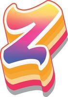 Colorful 3d illustration of small letter z vector