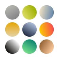 Round gradients spheres. Set of nine trendy multicolored Gradients. Vector illustration