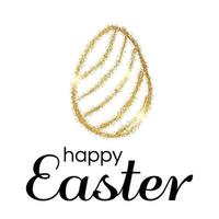 Hand Drawn Easter Egg with Gold Glitter Effect on a white background. Vector illustration