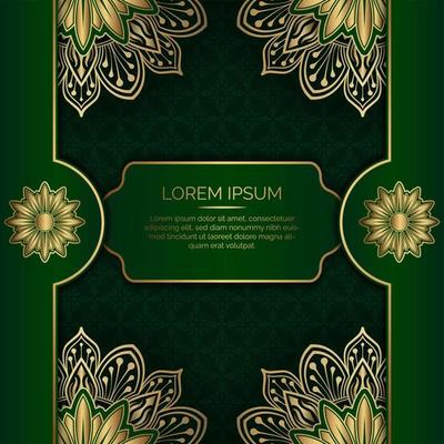 Green background with golden mandala ornament