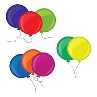 Bunches of several colour helium balloons. Vector illustration.