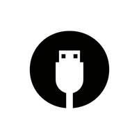 letra inicial o diseño de símbolo usb. vector de icono de cable usb de conexión de computadora