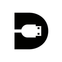 letra inicial d diseño de símbolo usb. vector de icono de cable usb de conexión de computadora