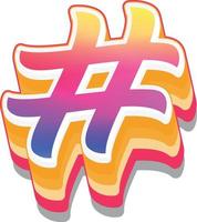 Colorful 3d illustration of hashtag vector