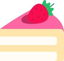 A Piece of Vanilla Strawberry Cake Dessert Icon Element illustration Flat style vector