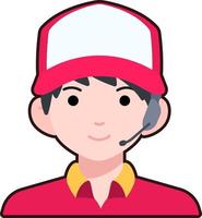 Delivery man shipping boy avatar User person people service Flat Sticker Black Style vector