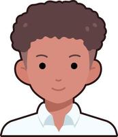 Man boy avatar User person people curly hair black Flat Sticker Black Style vector