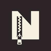 Initial Letter N Zipper Logo For Fashion Cloth, Embroidery and Textile Symbol Identity Vector Template