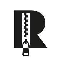 logotipo inicial de la cremallera r para tela de moda, bordado y plantilla de vector de identidad de símbolo textil