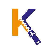 Initial Letter K Zipper Logo For Fashion Cloth, Embroidery and Textile Symbol Identity Vector Template