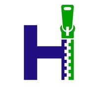 letra inicial h logotipo de cremallera para tela de moda, bordado y plantilla de vector de identidad de símbolo textil