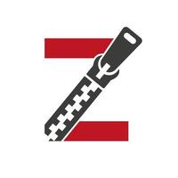 logotipo inicial de la cremallera de la letra z para tela de moda, bordado y plantilla de vector de identidad de símbolo textil