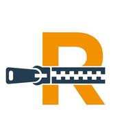 Initial Letter R Zipper Logo For Fashion Cloth, Embroidery and Textile Symbol Identity Vector Template