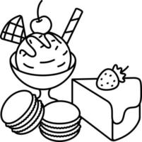 Desserts Macaron Cake and Ice Cream Dessert Icon Element illustration Line with White Colored Style vector
