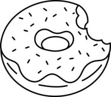 donut de fresa con línea de ilustración de elemento de icono de postre de marca de mordedura con estilo de color blanco vector