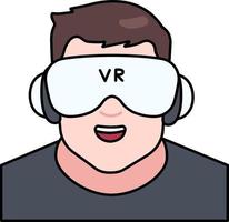 VR Technology Student User Big man avatar person social Colored Outline Style vector