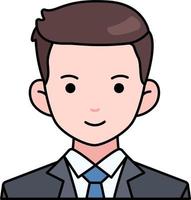 Business man boy avatar User person people necktie suit Colored Outline Style vector