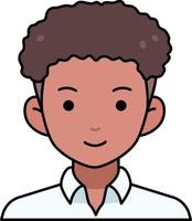 Man boy avatar User person people curly hair black Colored Outline Style vector