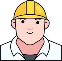 ingeniería hombre niño avatar usuario persona trabajo seguridad casco color contorno estilo vector