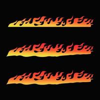 Hand drawn fire illustration on black background for element design. silhouette of flames for design element. vector