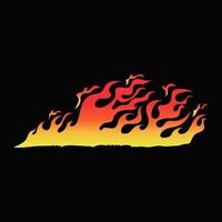 Hand drawn fire illustration on black background for element design. silhouette of flames for design element. vector