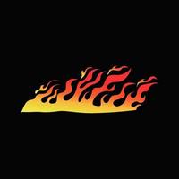 Hand drawn fire illustration on black background for element design. silhouette of flames for design element. vector