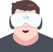 vr tecnología estudiante usuario gran hombre avatar persona social estilo plano vector