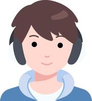 estudiante hombre chico avatar usuario persona gente auricular capucha estilo plano vector