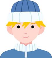 Young man boy avatar User person coat winter hat Flat Style vector