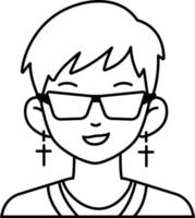 kpop hombre niño avatar usuario persona gente gafas aretes línea estilo vector