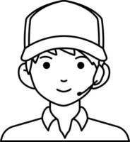 Delivery man shipping boy avatar User person people service Line Style vector