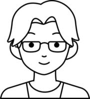Artist man boy avatar User preson people glasses blue Line and White Colored Style vector