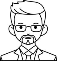 Business man boy avatar User preson people beard glasses Line and White Colored Style vector