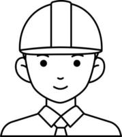 Engineering man labor avatar User preson necktie safety helmet Line and White Colored Style vector