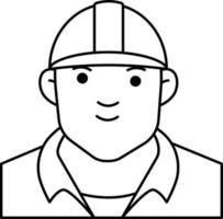 ingeniería hombre niño avatar usuario preson línea de casco de seguridad laboral y estilo de color blanco vector
