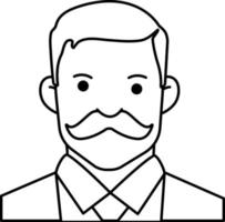 Gentleman Business big man boy avatar User preson mustache Line and White Colored Style vector