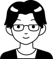 Artist man boy avatar User preson people glasses blue Semi-Solid Black and White Style vector