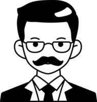 Gentleman Business man boy avatar User preson people mustache Semi-Solid Black and White Style vector