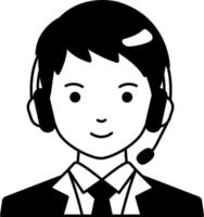 Service call center Man User avatar preson people Semi-Solid Black and White Style vector