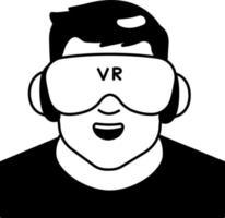 vr tecnología estudiante usuario gran hombre avatar preson social semisólido estilo blanco y negro vector