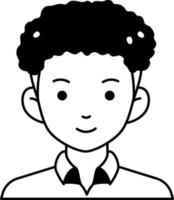 Man boy avatar User person people curly hair black Semi-Solid Transparent Style vector