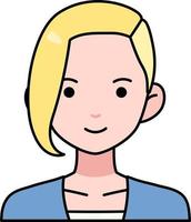 avatar usuario mujer niña persona gente rosa punk cabello color contorno estilo vector