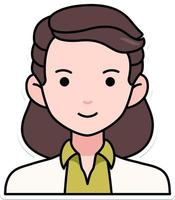 Gentlewoman Business woman avatar User person retro hair Outline Colored Sticker Retro Style vector