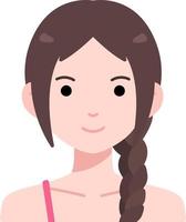 Avatar User Woman girl person people cute pigtail hair Flat Style vector