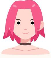 Woman girl avatar User person people pink short hair Flat Style vector