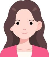 Woman girl avatar User person long hair Pink Clothing Flat Style vector