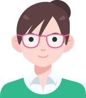 Nerd Woman boy avatar User person people glasses chignon Flat Style vector