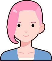 Avatar User Woman girl person people Pink Punk hair Flat Black Outline vector